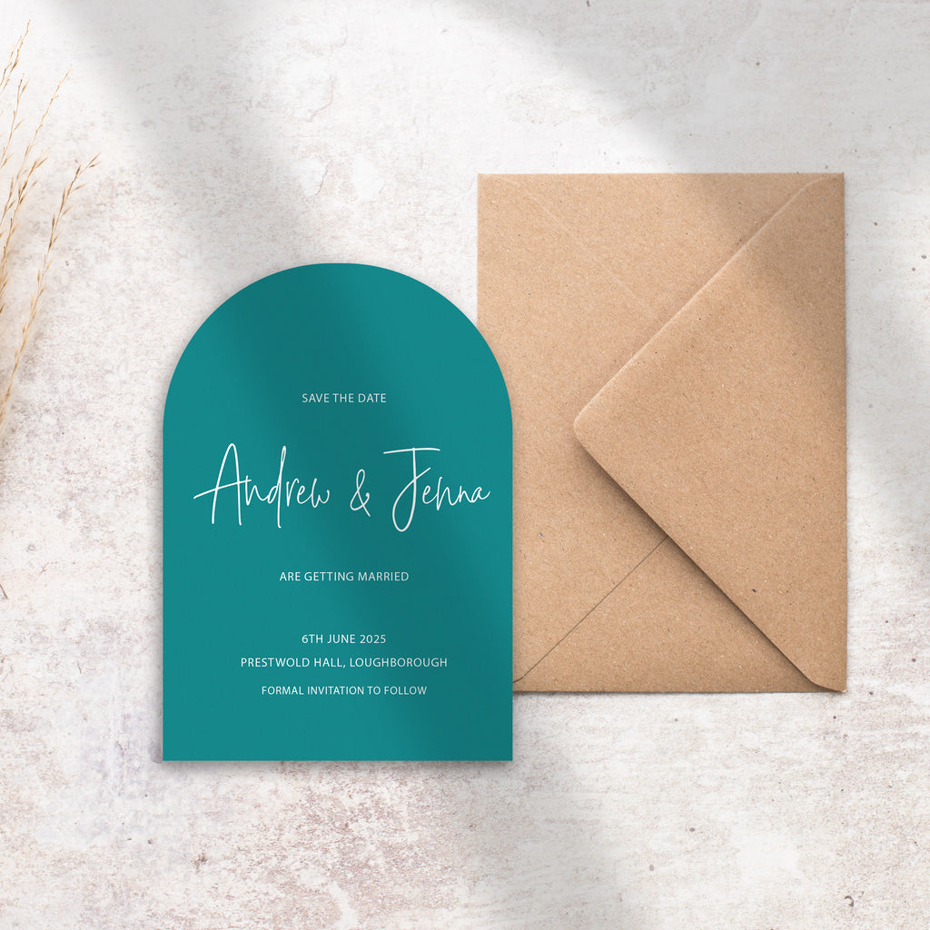 Arched script save the date cards JENNA107