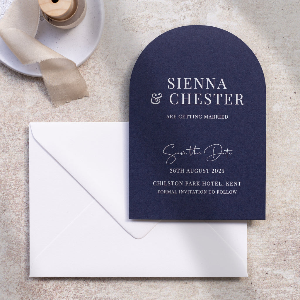 Sienna arched save the date card