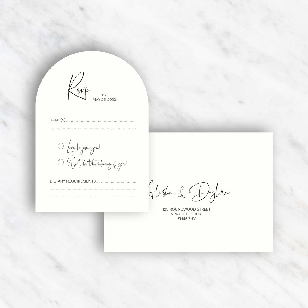 Alisha RSVP card and envelope