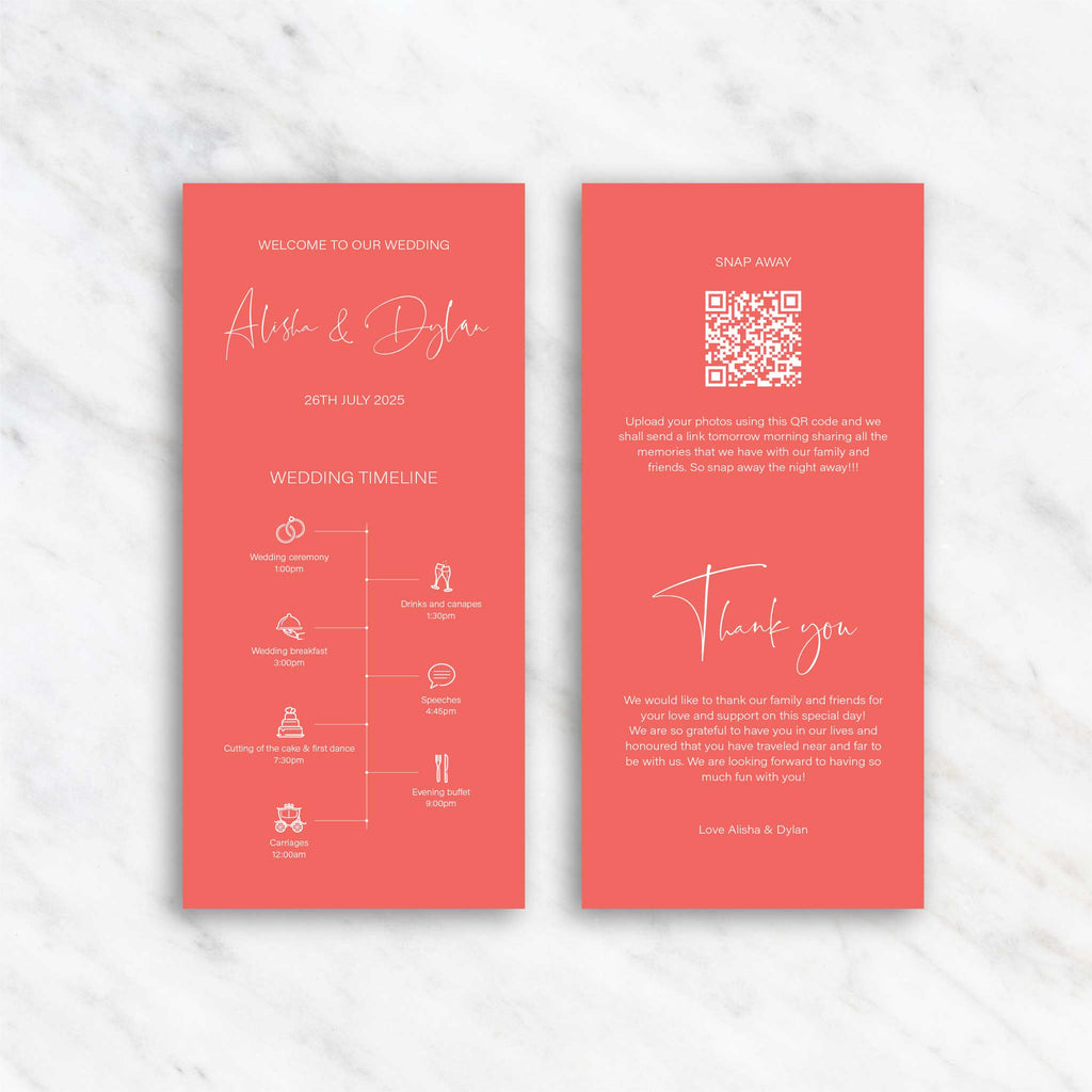 Alisha Welcome to our wedding timeline with QR code