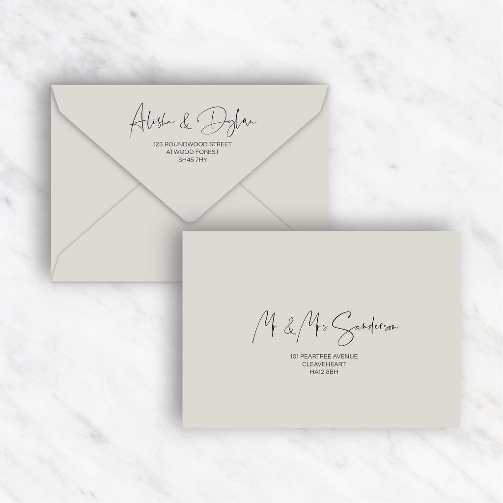 Black or white envelope printing - Alisha
