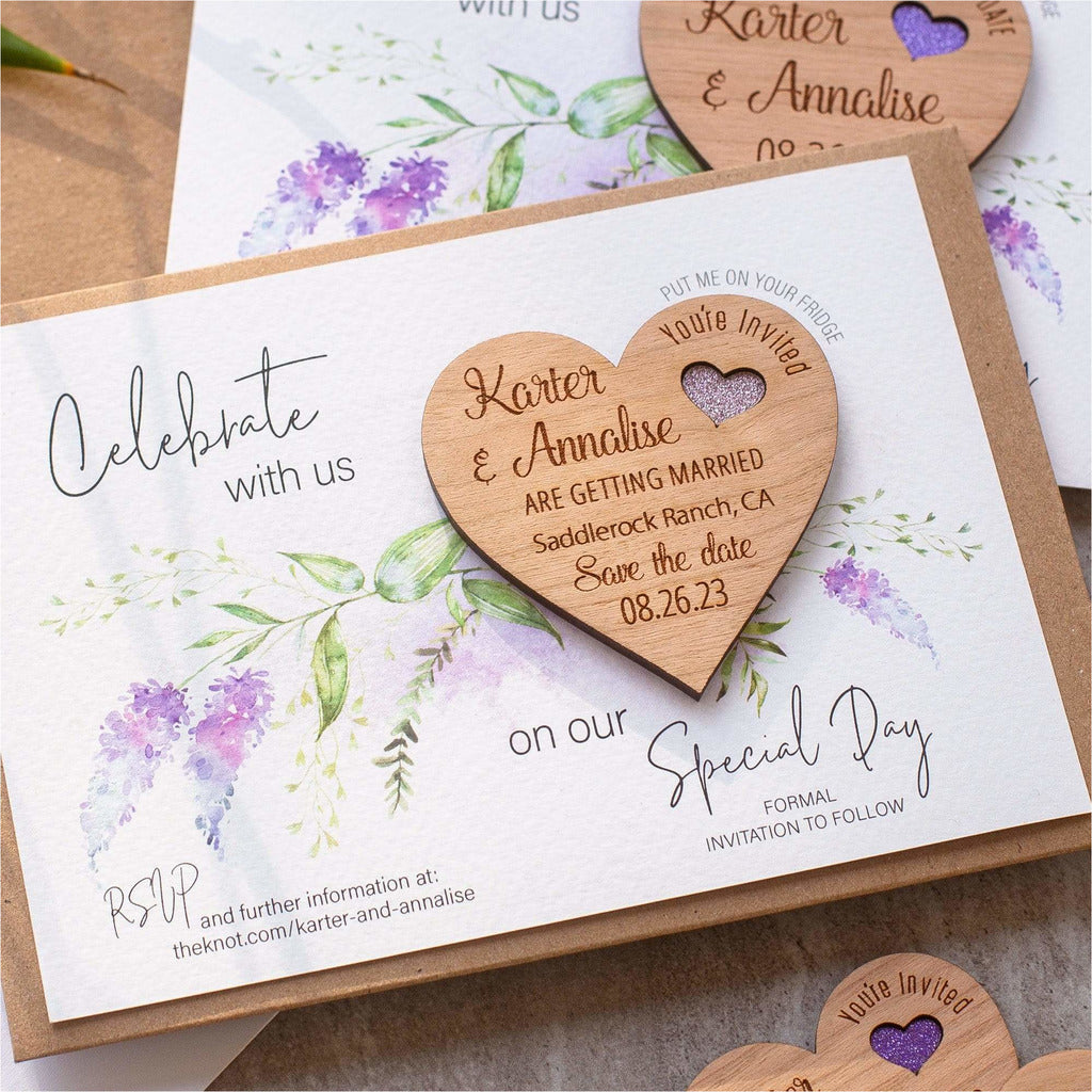 Lavender Floral Save The Date Magnets and Cards NIVI Design