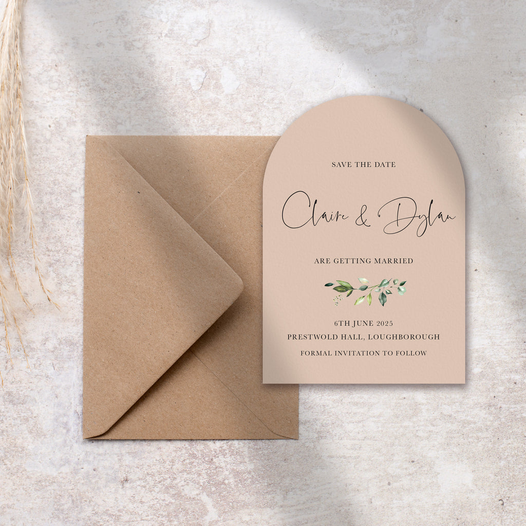 Evergreen save the date arched card ERGN107