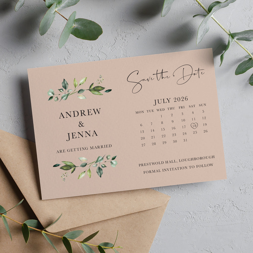 Save the date calendar landscape card ERGN105