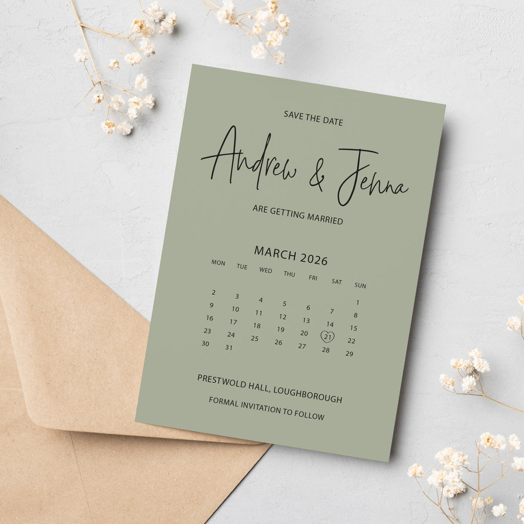 Calendar script save the date cards JENNA103