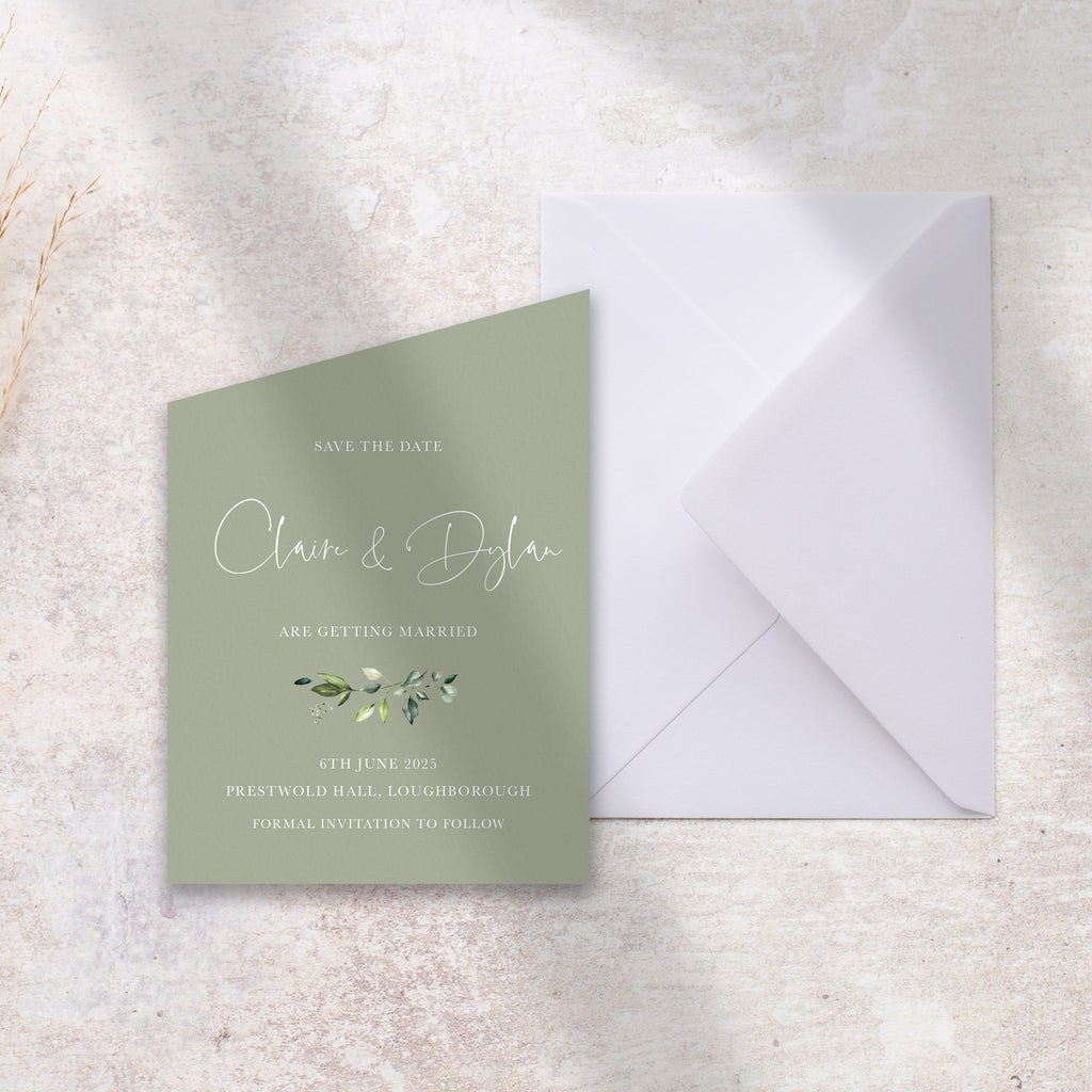 Evergreen Save the date angled card ERGN106