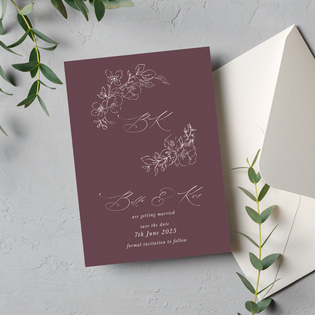 Dark green blossom save the date cards BLSM100b