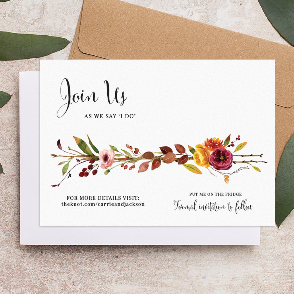 Fall save the date backing card Fall RomanticB