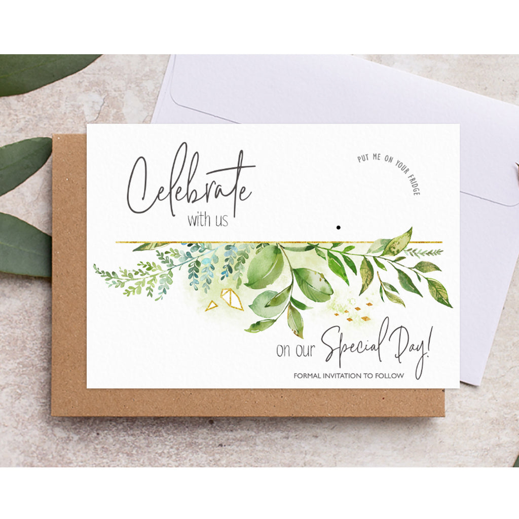 Foliage save the date backing cards