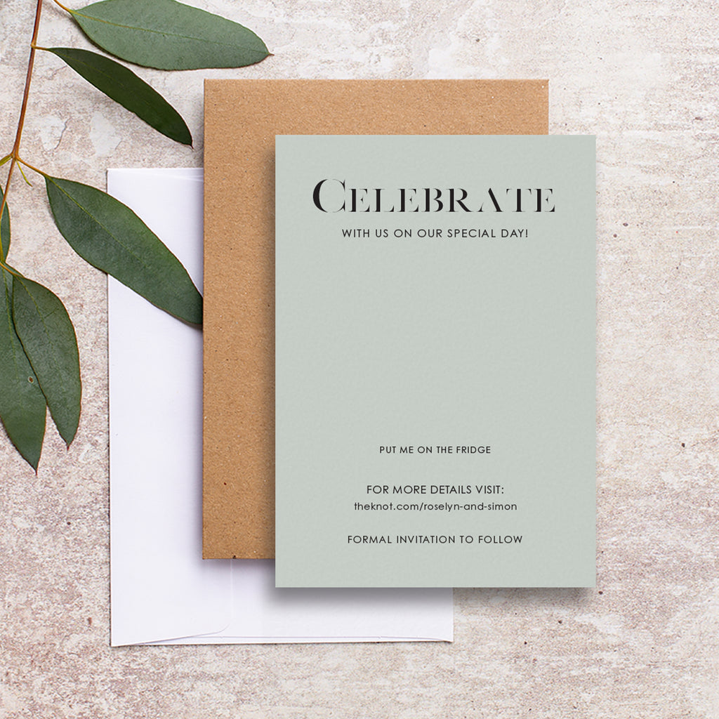 Stylish coloured save the date backing card ROSELYN