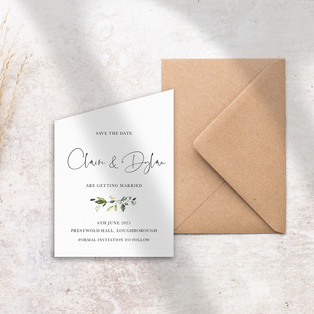 Evergreen Save the date angled card ERGN106