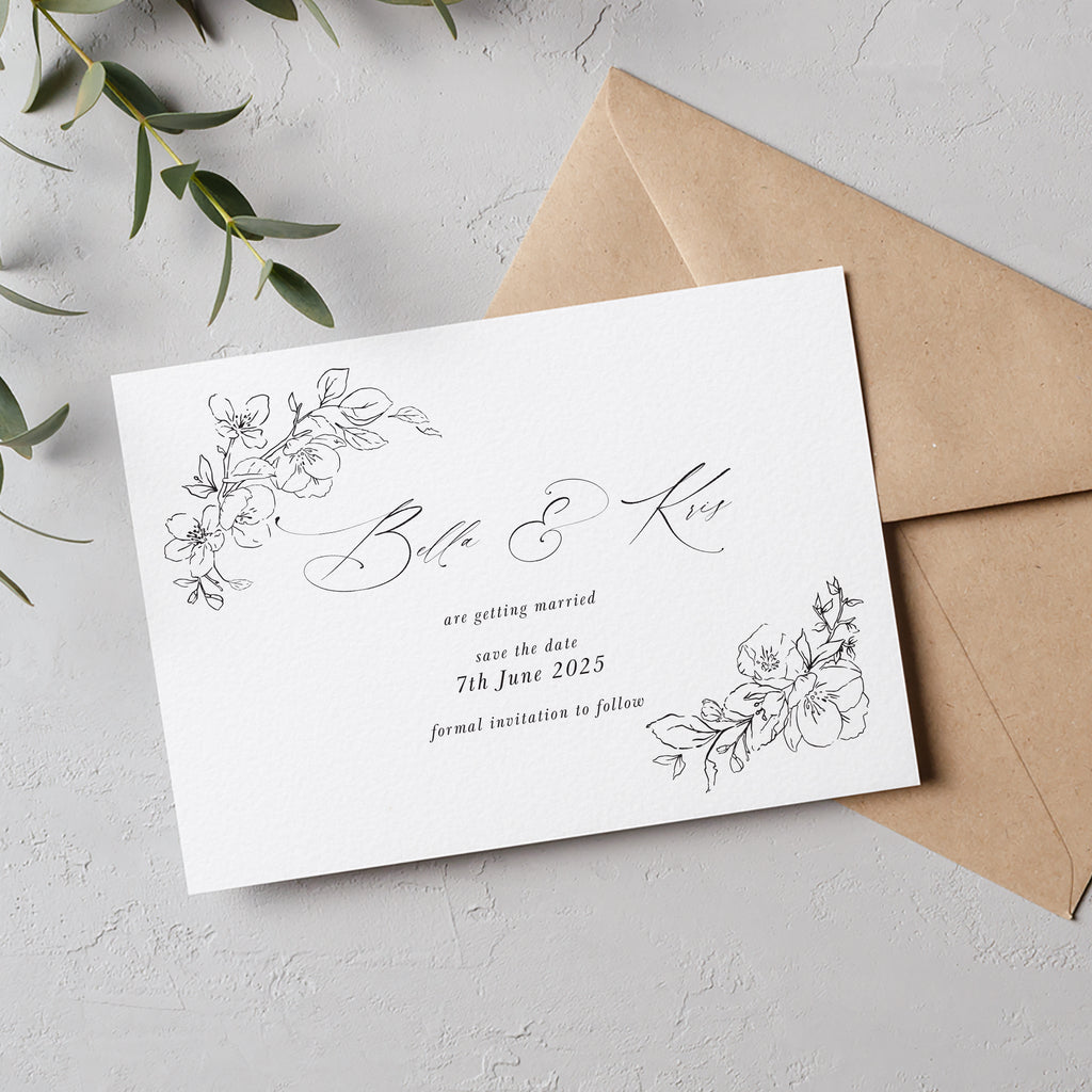 Plum blossom floral save the date cards BLSM100c