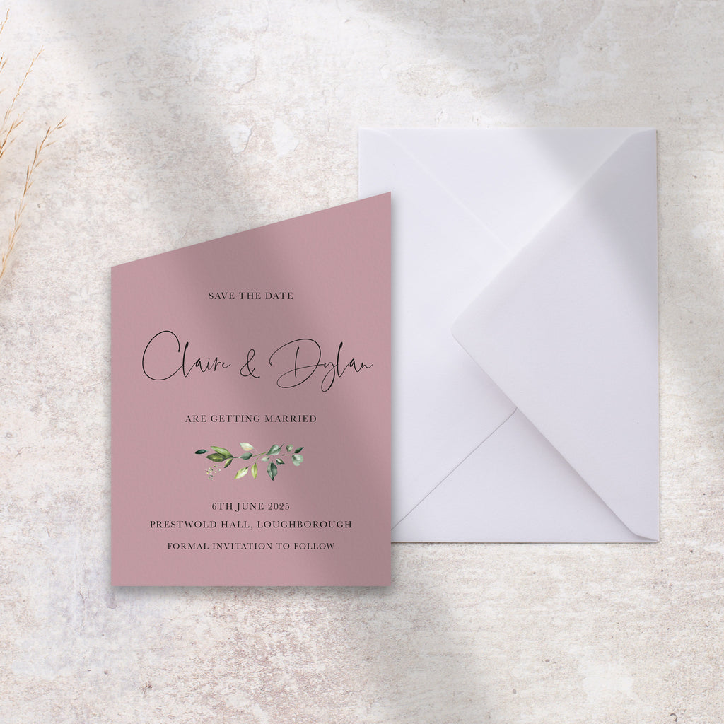 Evergreen Save the date angled card ERGN106