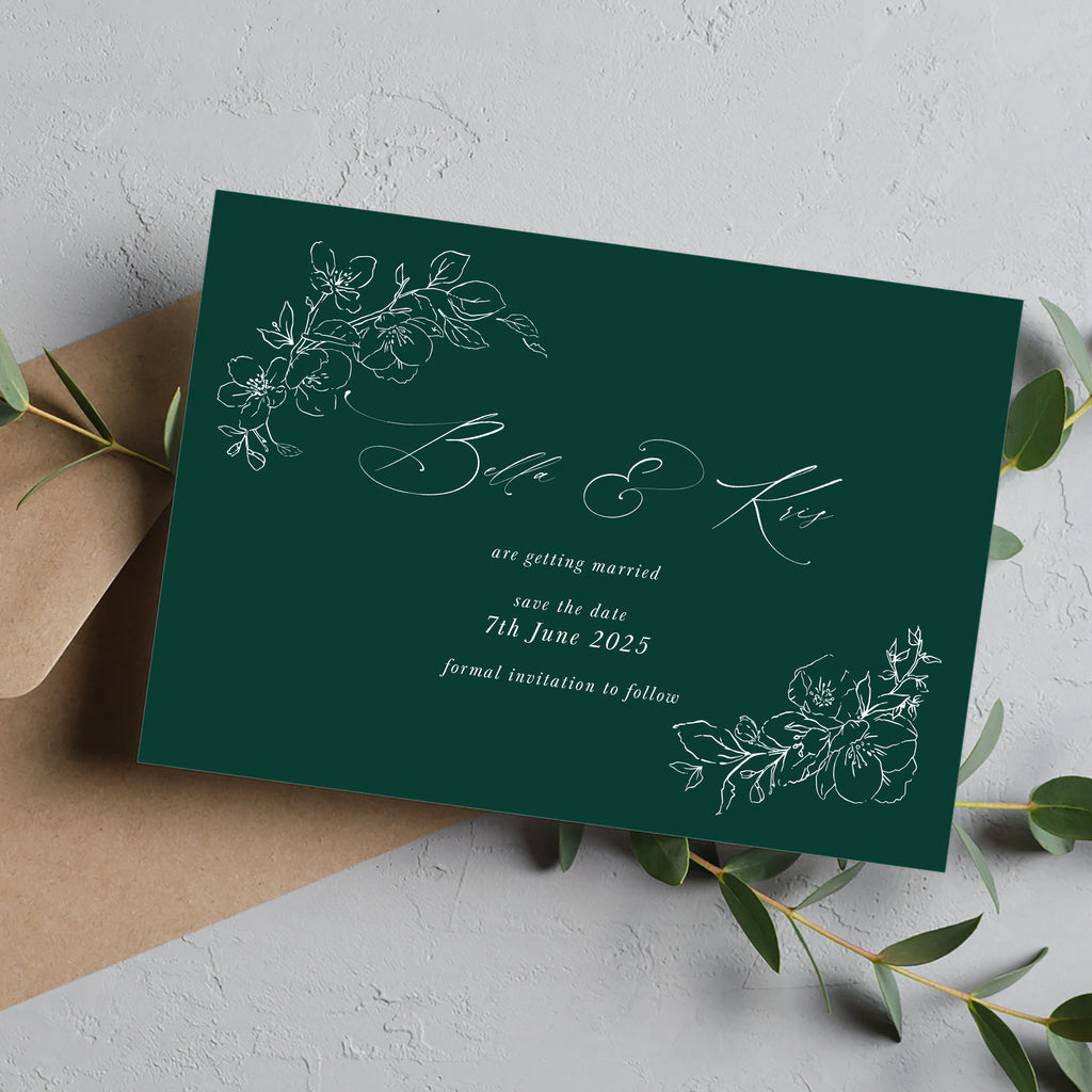 Plum blossom floral save the date cards BLSM100c