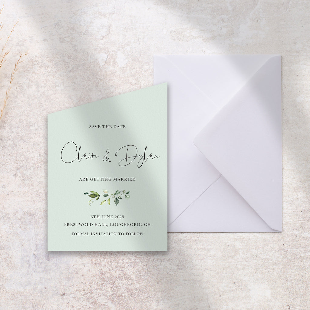 Evergreen Save the date angled card ERGN106