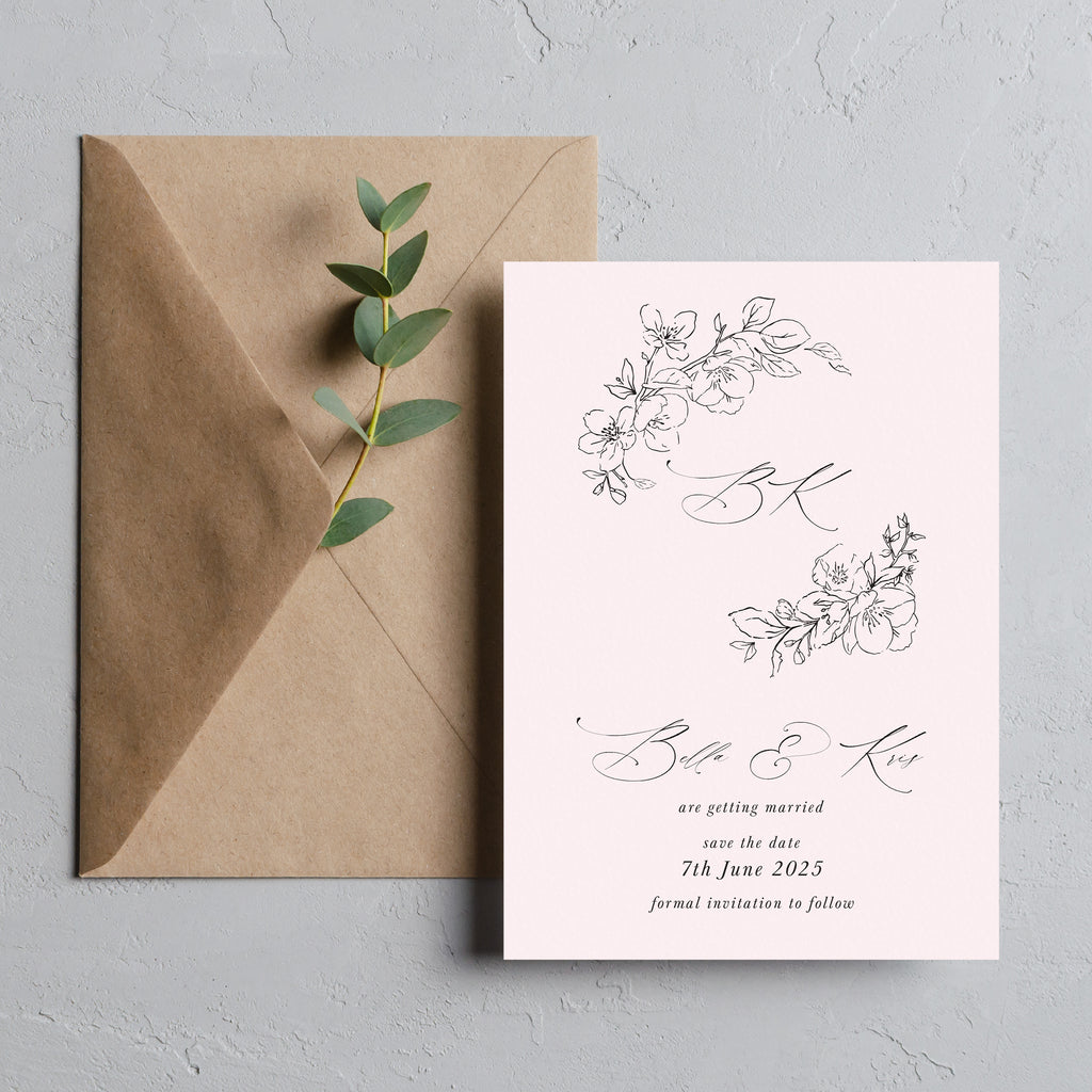Dark green blossom save the date cards BLSM100b