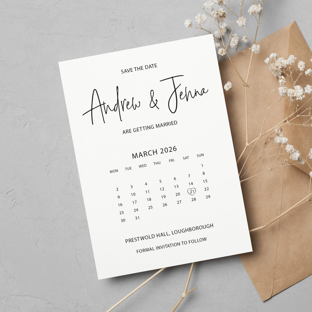 Calendar script save the date cards JENNA 103