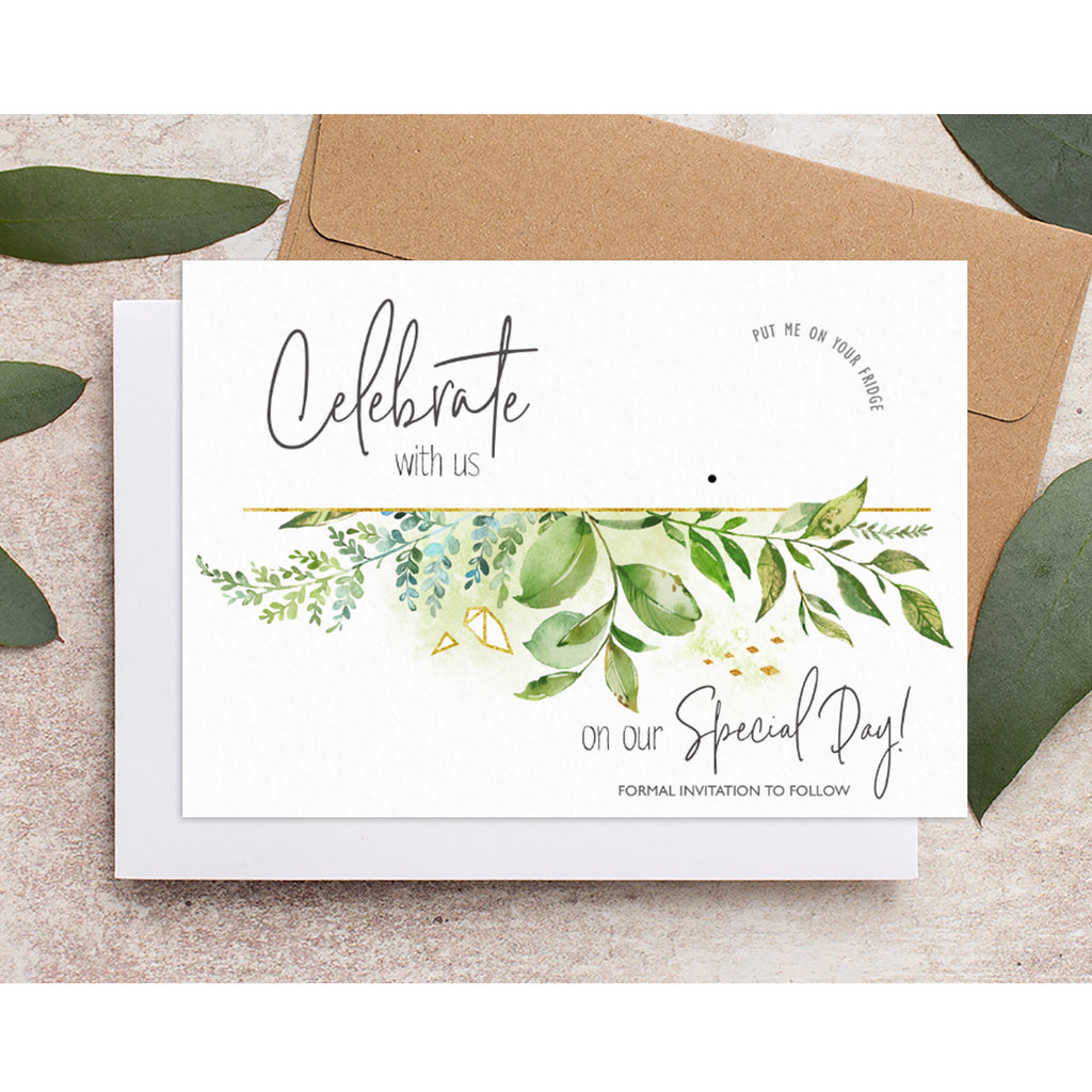 Foliage save the date backing cards