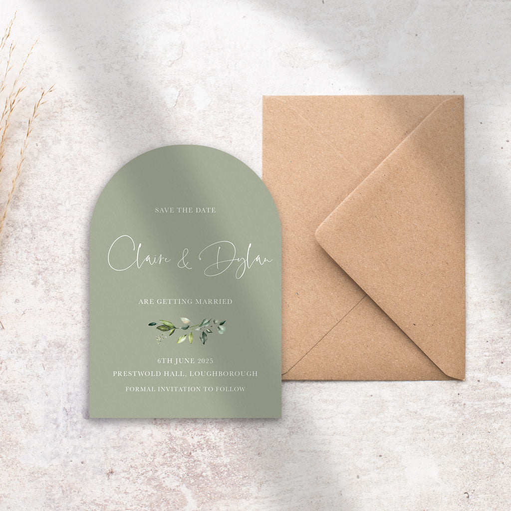 Evergreen save the date arched card ERGN107