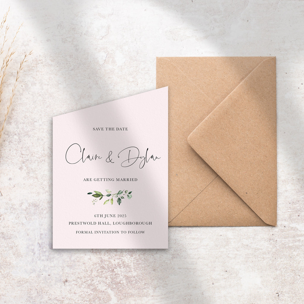 Evergreen Save the date angled card ERGN106