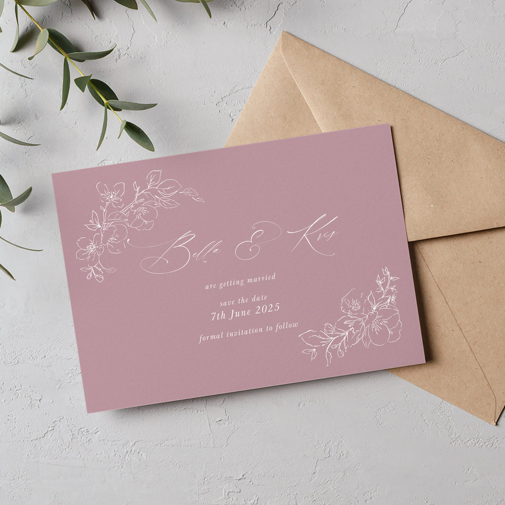 Plum blossom floral save the date cards BLSM100c