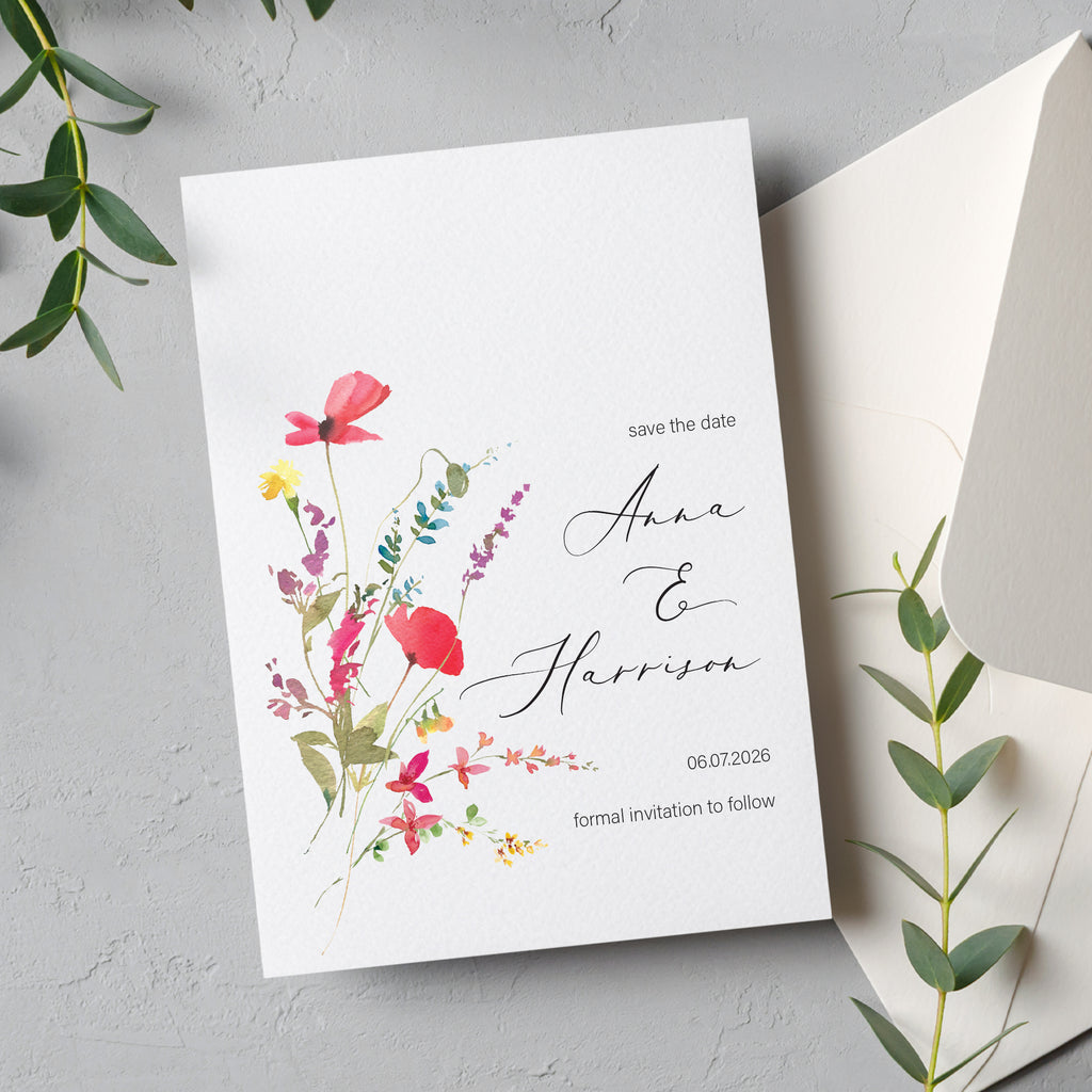Wildflower save the date card