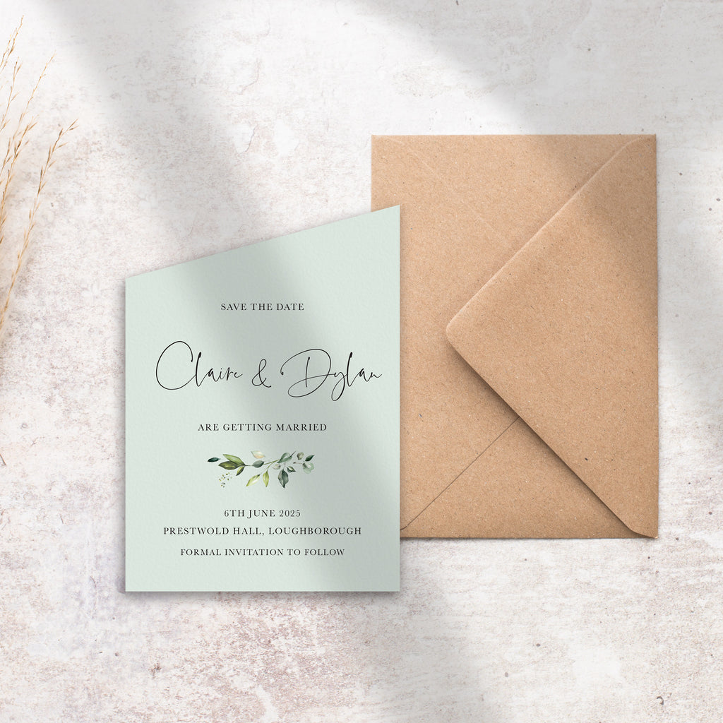 Evergreen Save the date angled card ERGN106