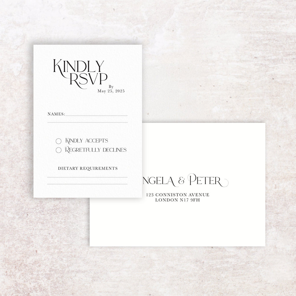 Angela RSVP card and envelope