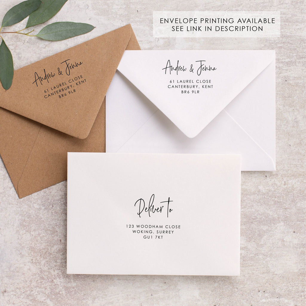 Angled script save the date cards JENNA106