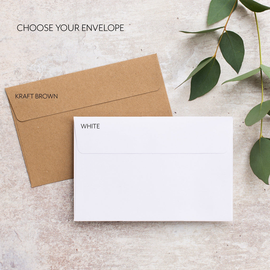 White flower evergreen save the date backing cards WTFLR101