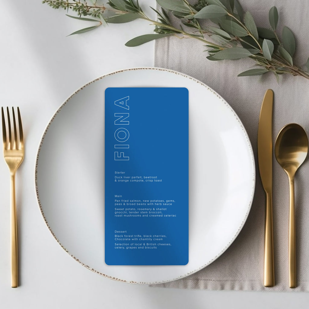 Bold long menu cards