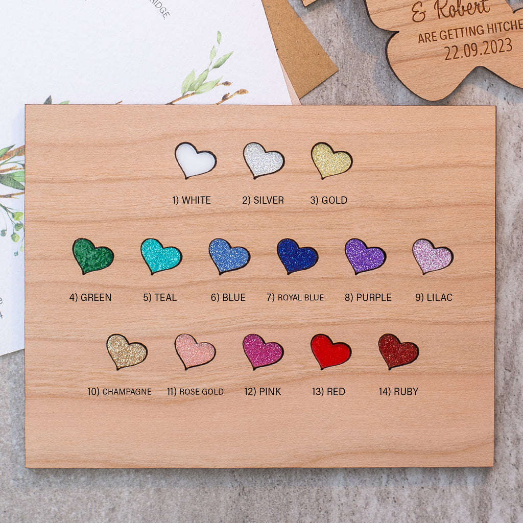 Heart Save The Date Wooden Magnets with Coloured Hearts
