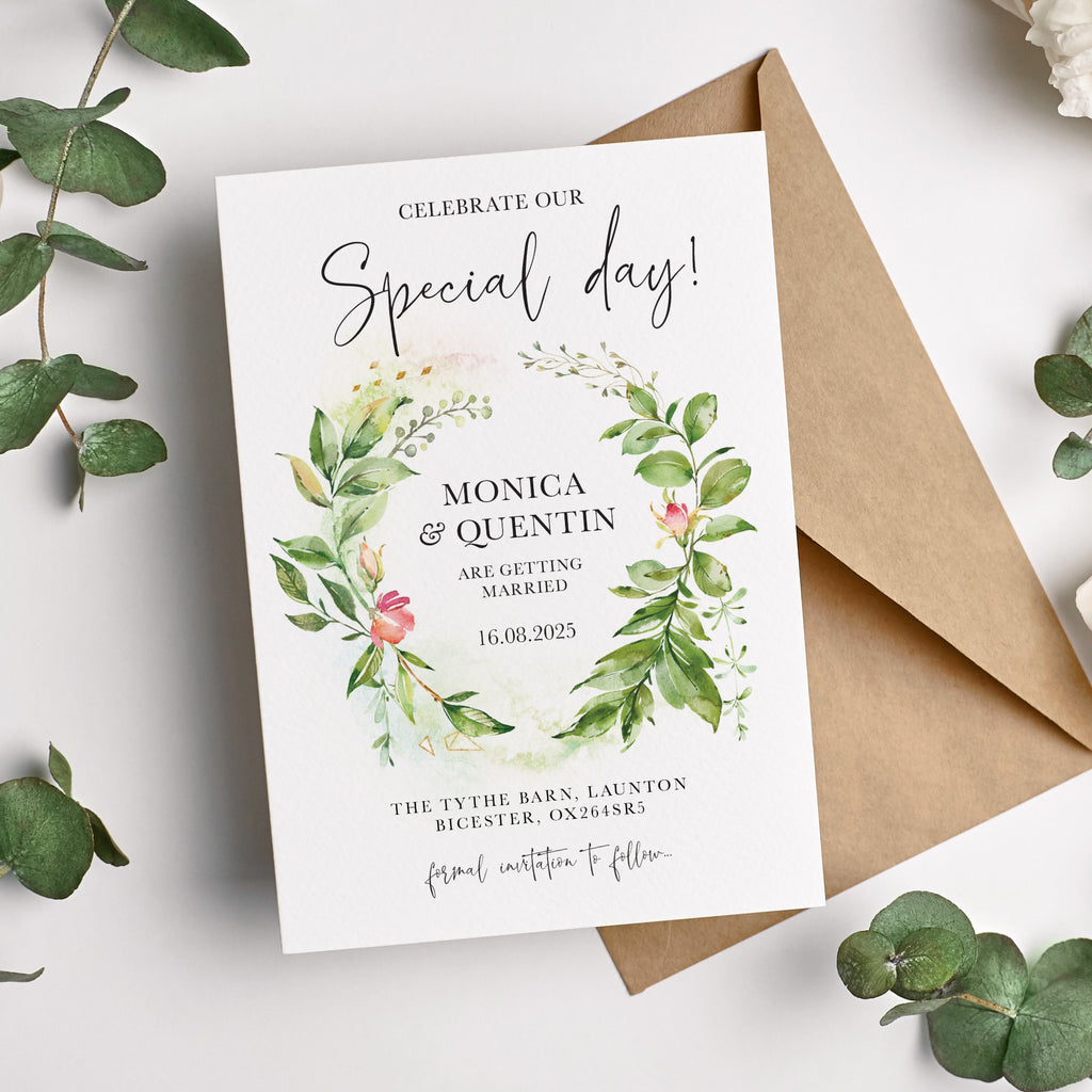 Garden foliage save the date cards SRGDN100