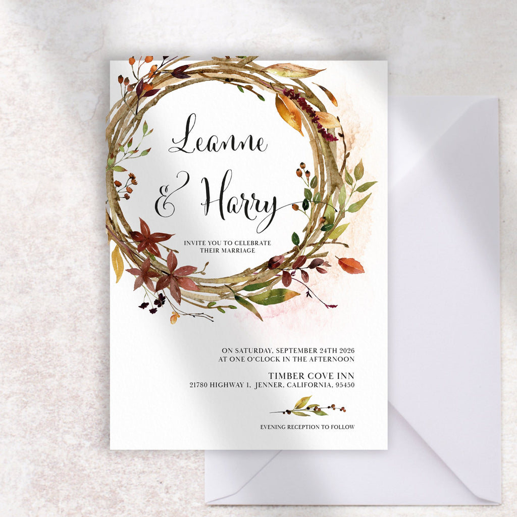 Autumn Fall Wreath Invitation