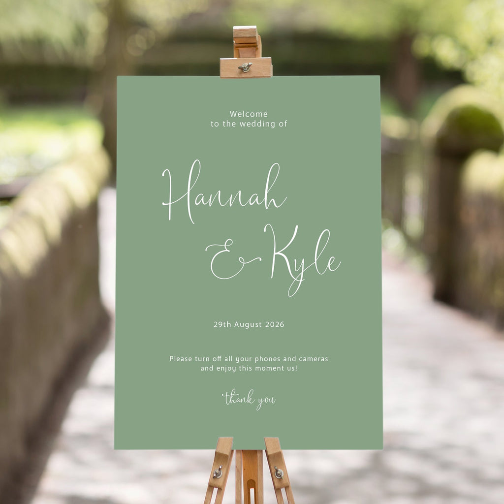 Hannah no camera welcome sign