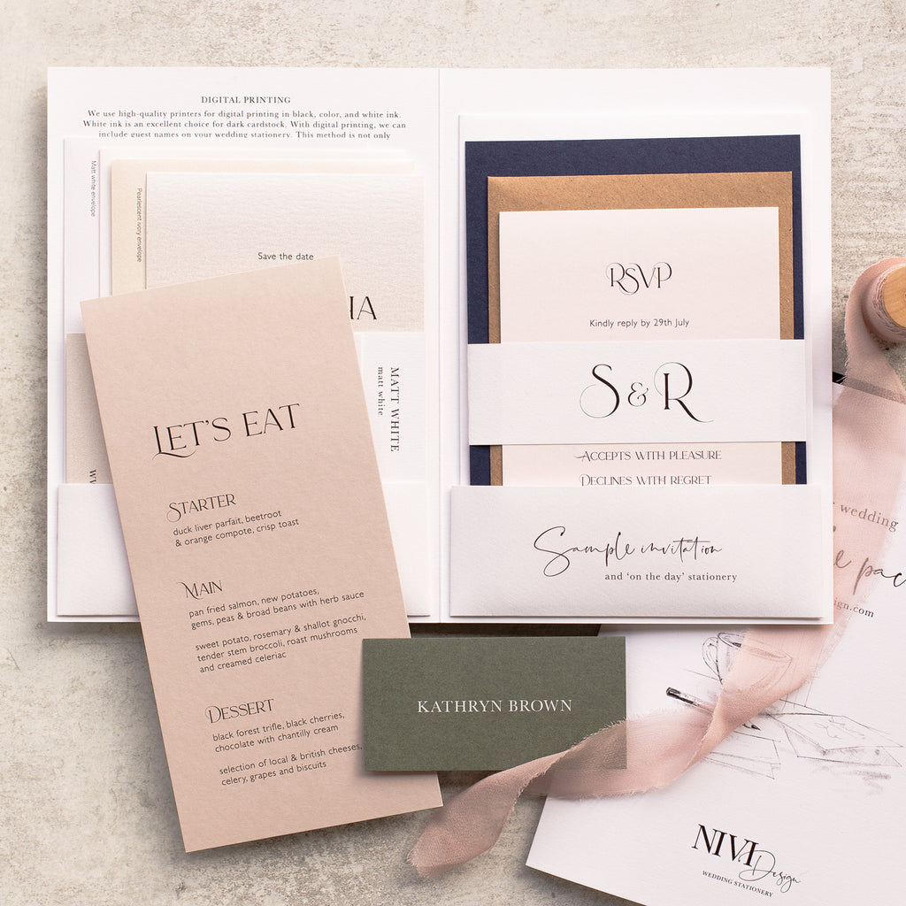 Coloured modern Wedding Invitation Sample Pack