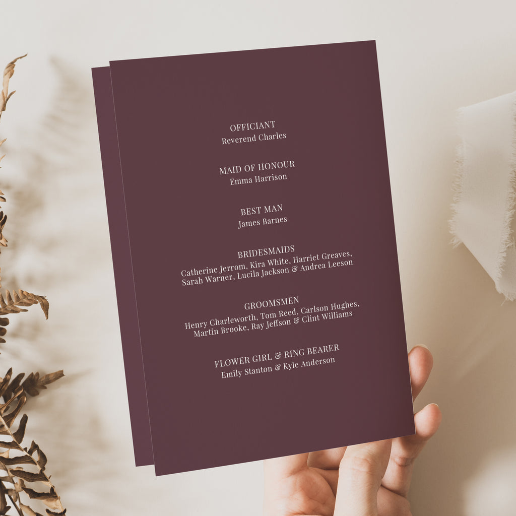 Sienna order of service