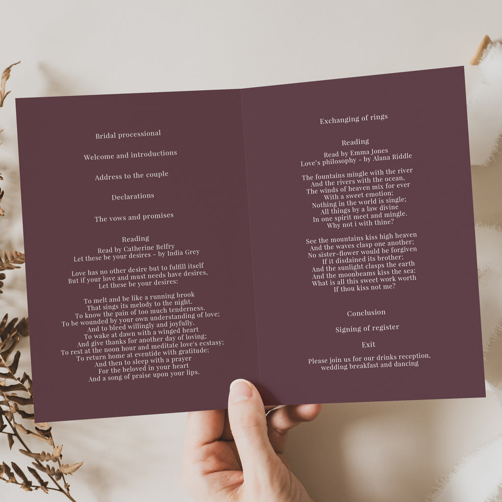Sienna order of service
