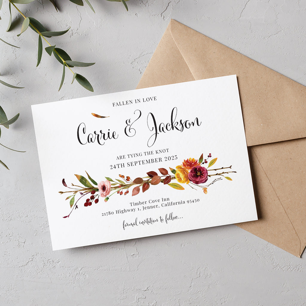 Autumn fall save the date cards FLWTH100c