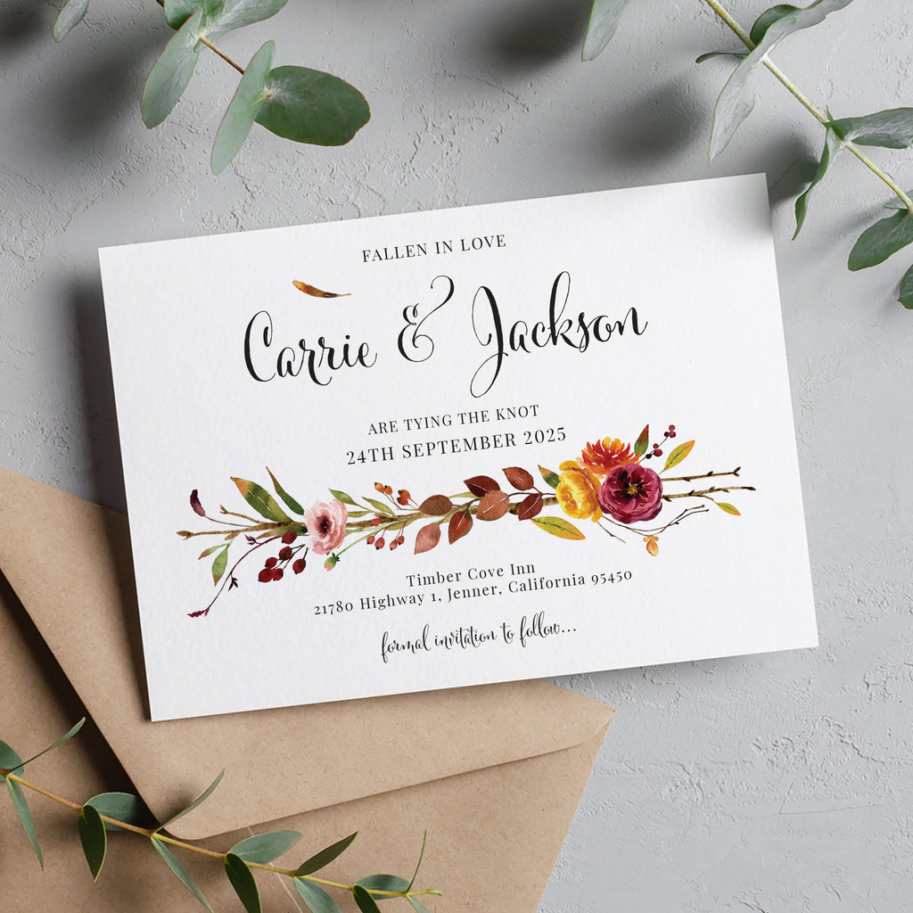 Autumn fall save the date cards FLWTH100b