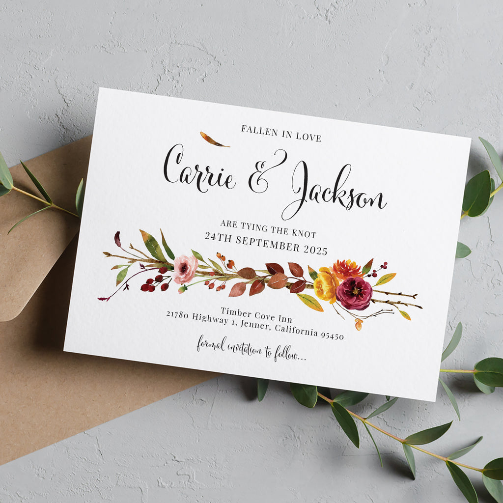 Autumn fall save the date cards FLWTH100c