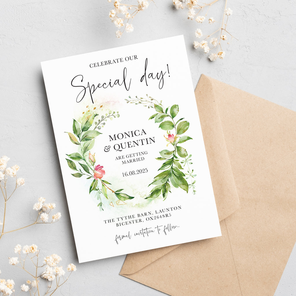 Garden foliage save the date cards SRGDN100