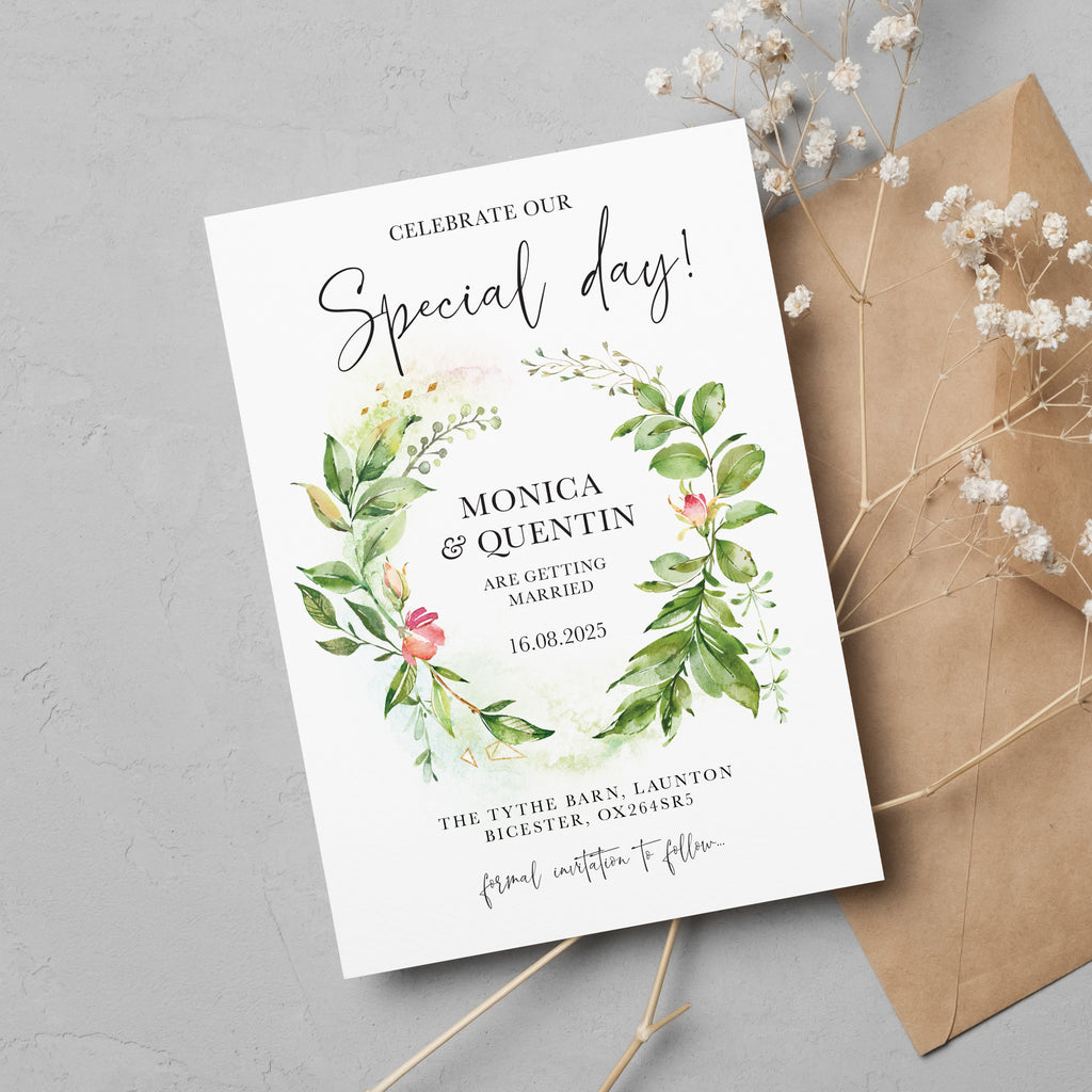 Garden foliage save the date cards SRGDN100