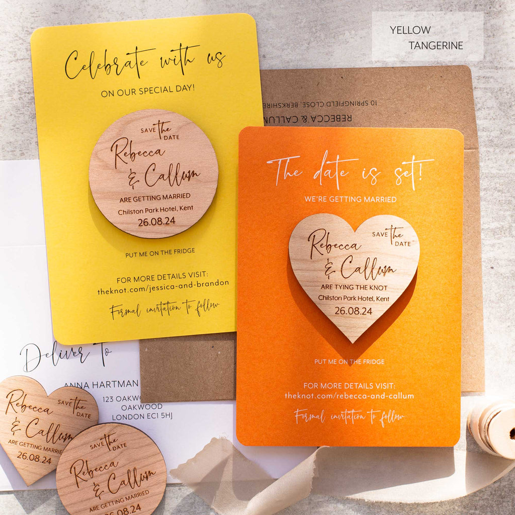 Heart Save The Date Magnets With Luxury Coloured Cards