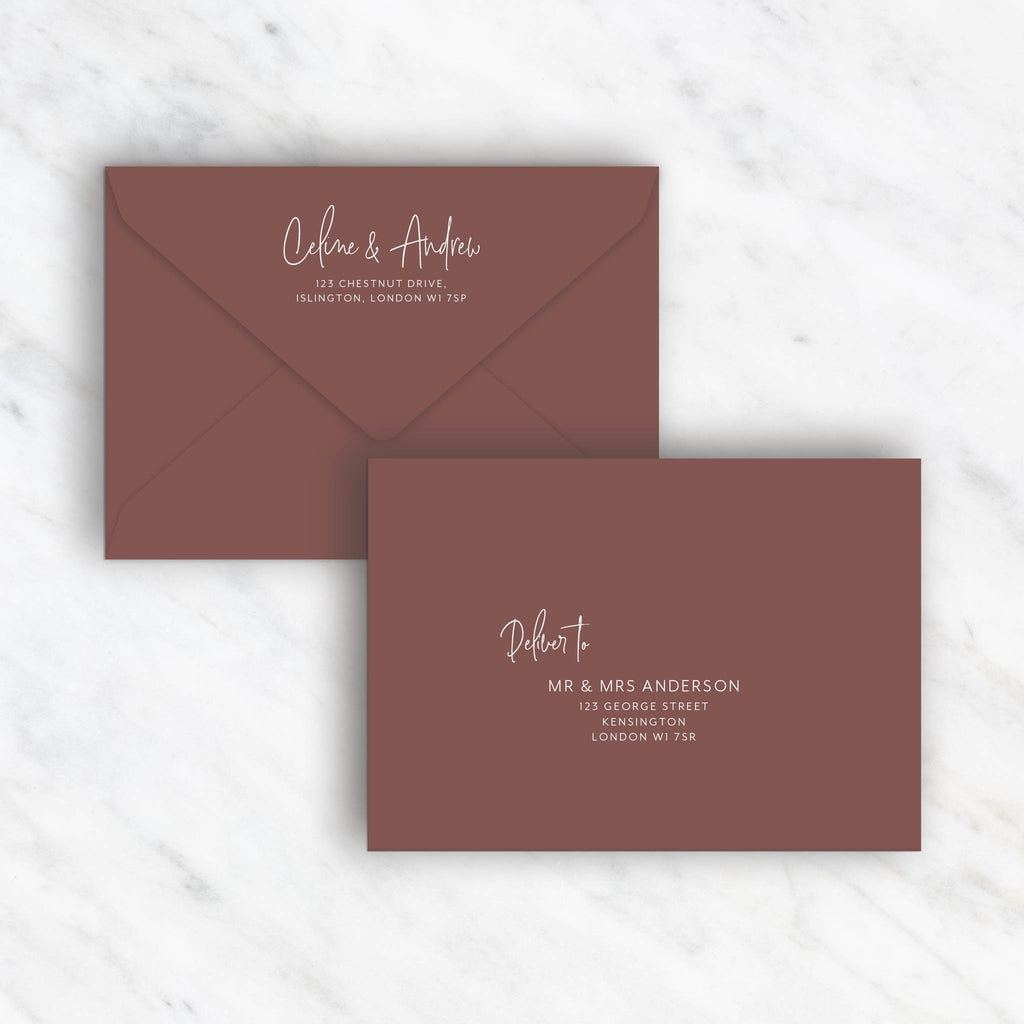 Black or white envelope printing - Angled invites