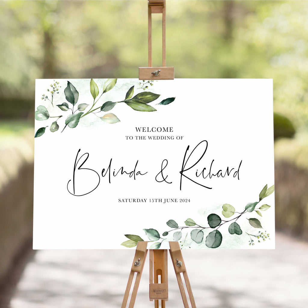 Evergreen Wedding Welcome Sign Landscape