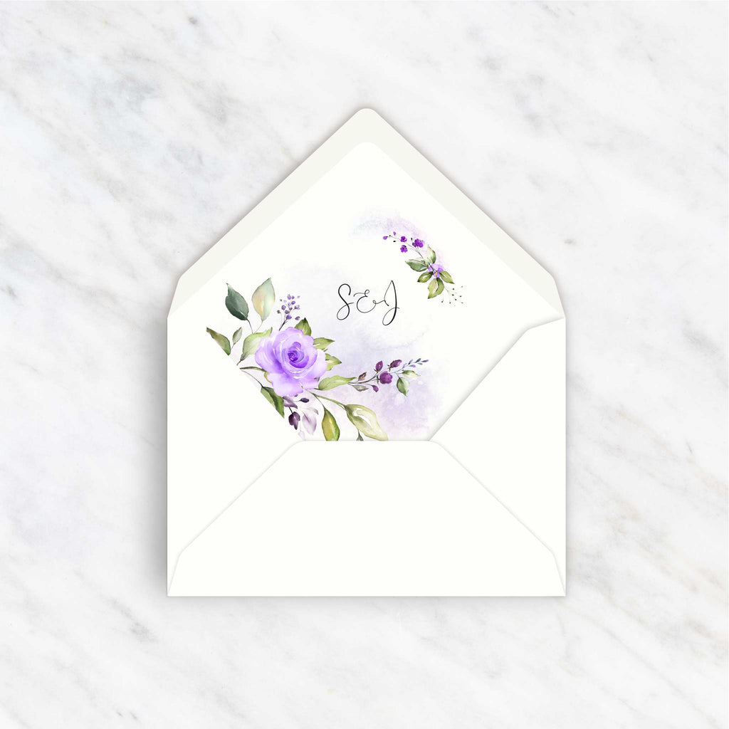 Purple Floral Foliage Envelope liners