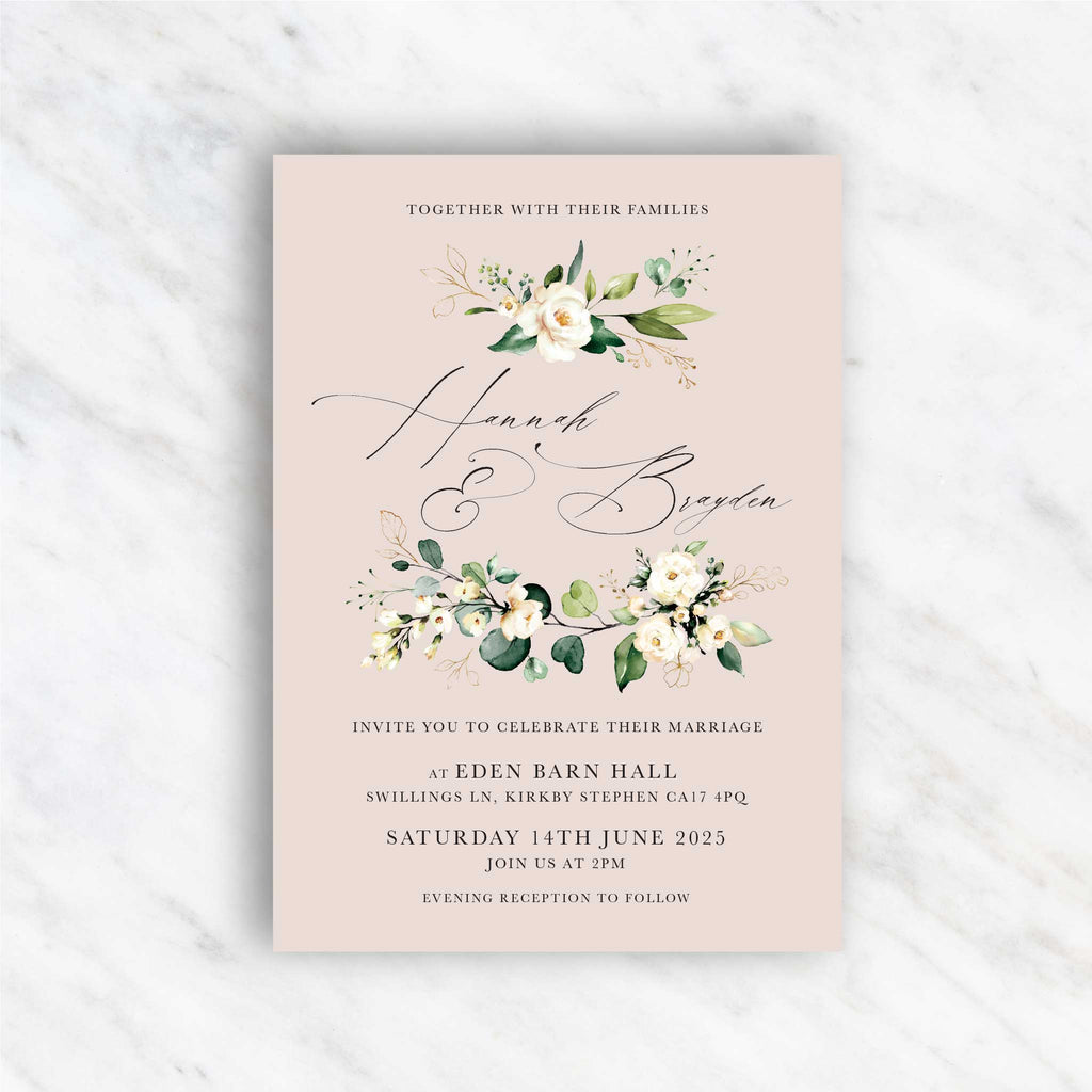 White Floral Evergreen Invitation