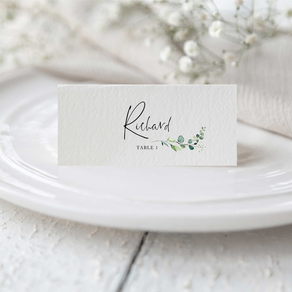 Evergreen Place Card - White