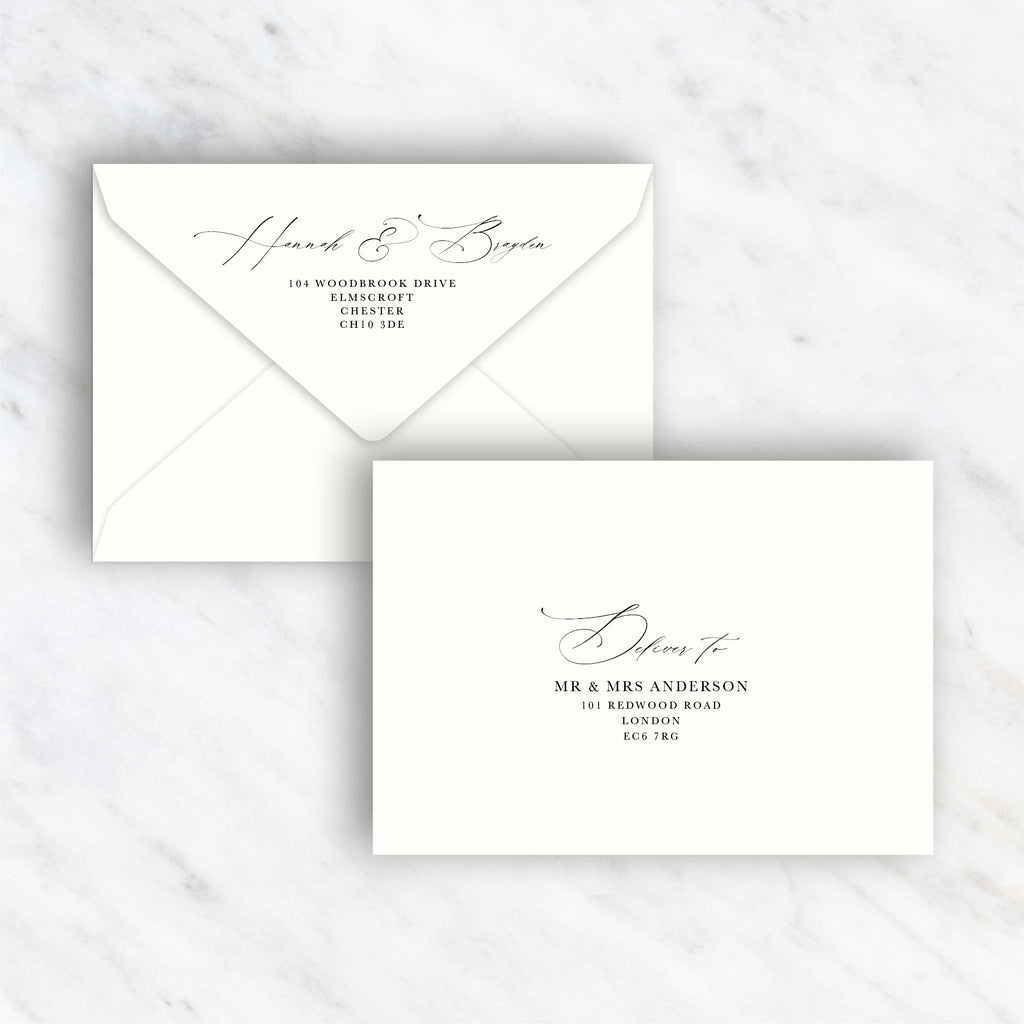 White Floral Evergreen Envelope addressing